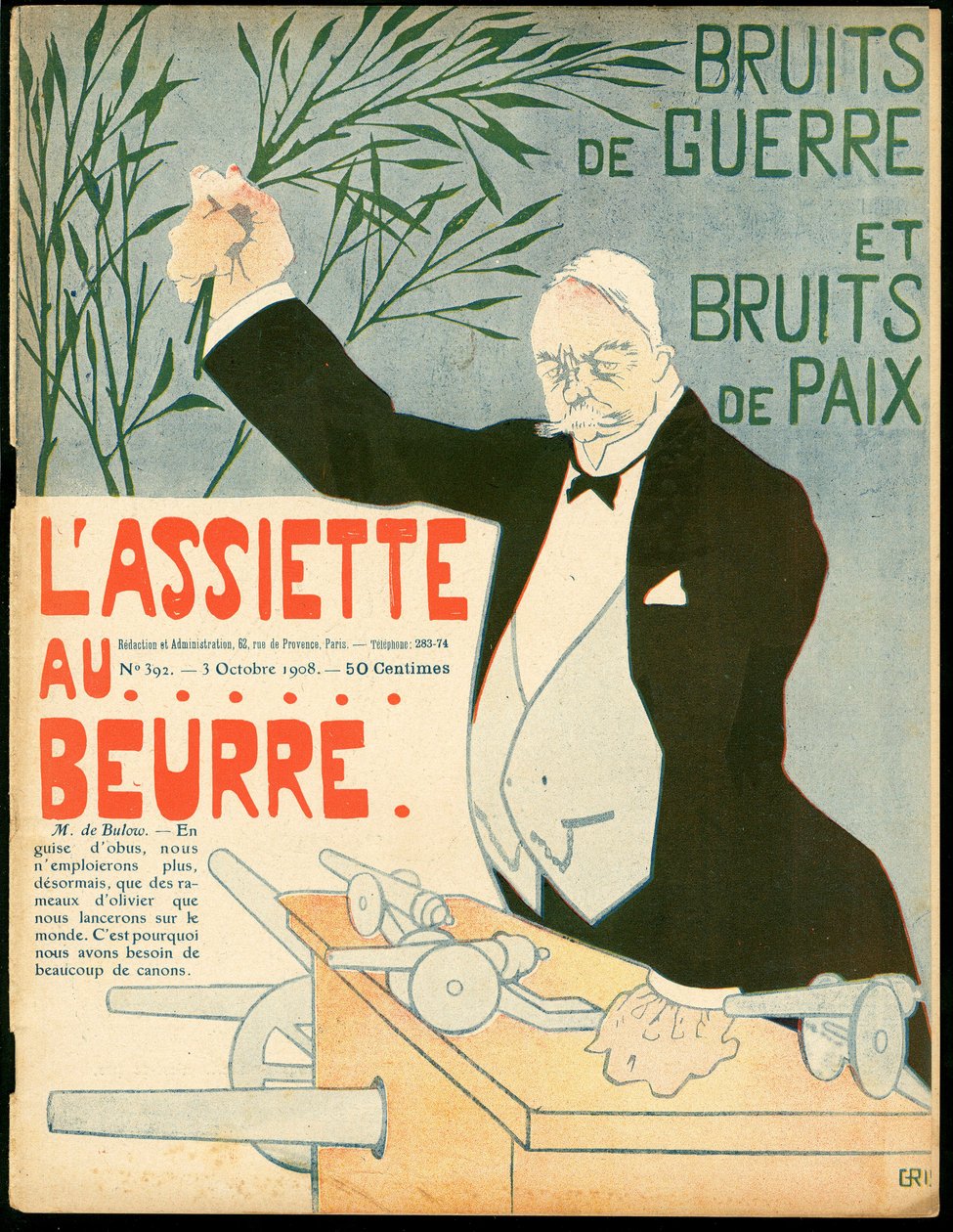 Omslag til "" The Butter Plate"", nummer 392, Satirical in Colors av Juan Gris
