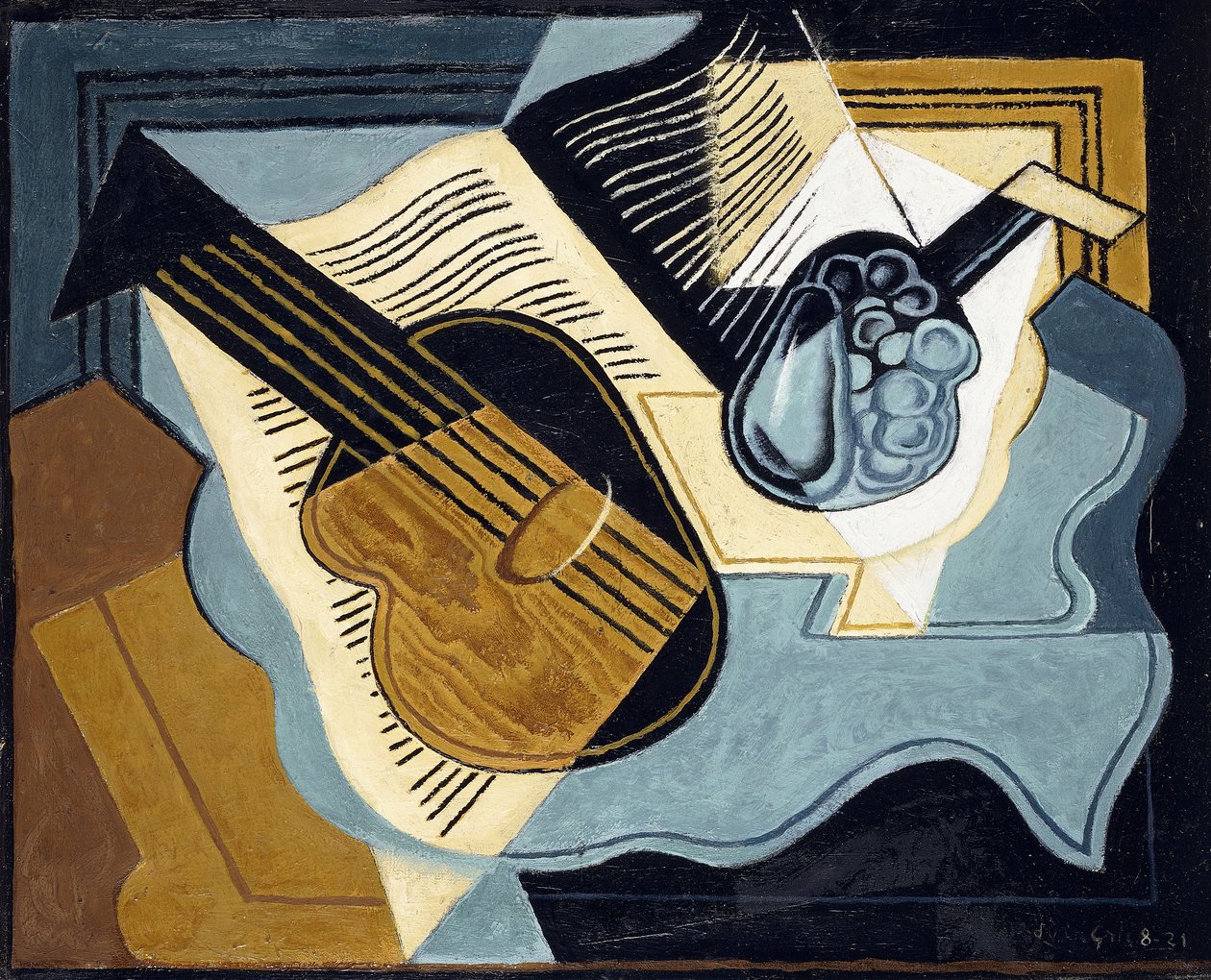 Gitar og fruktskål, 1921 av Juan Gris