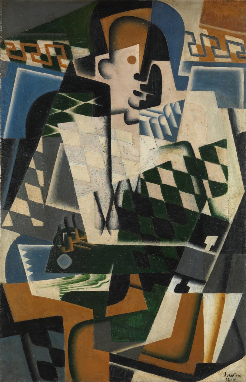 Harlekin med gitar av Juan Gris