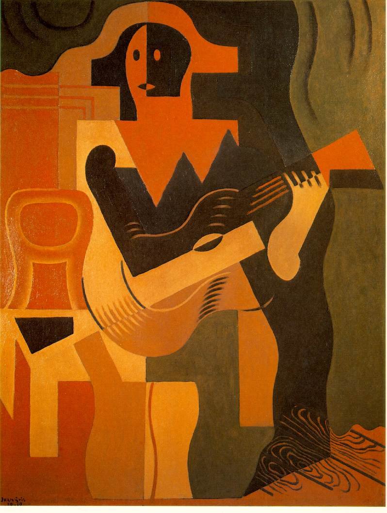Harlekin med gitar av Juan Gris