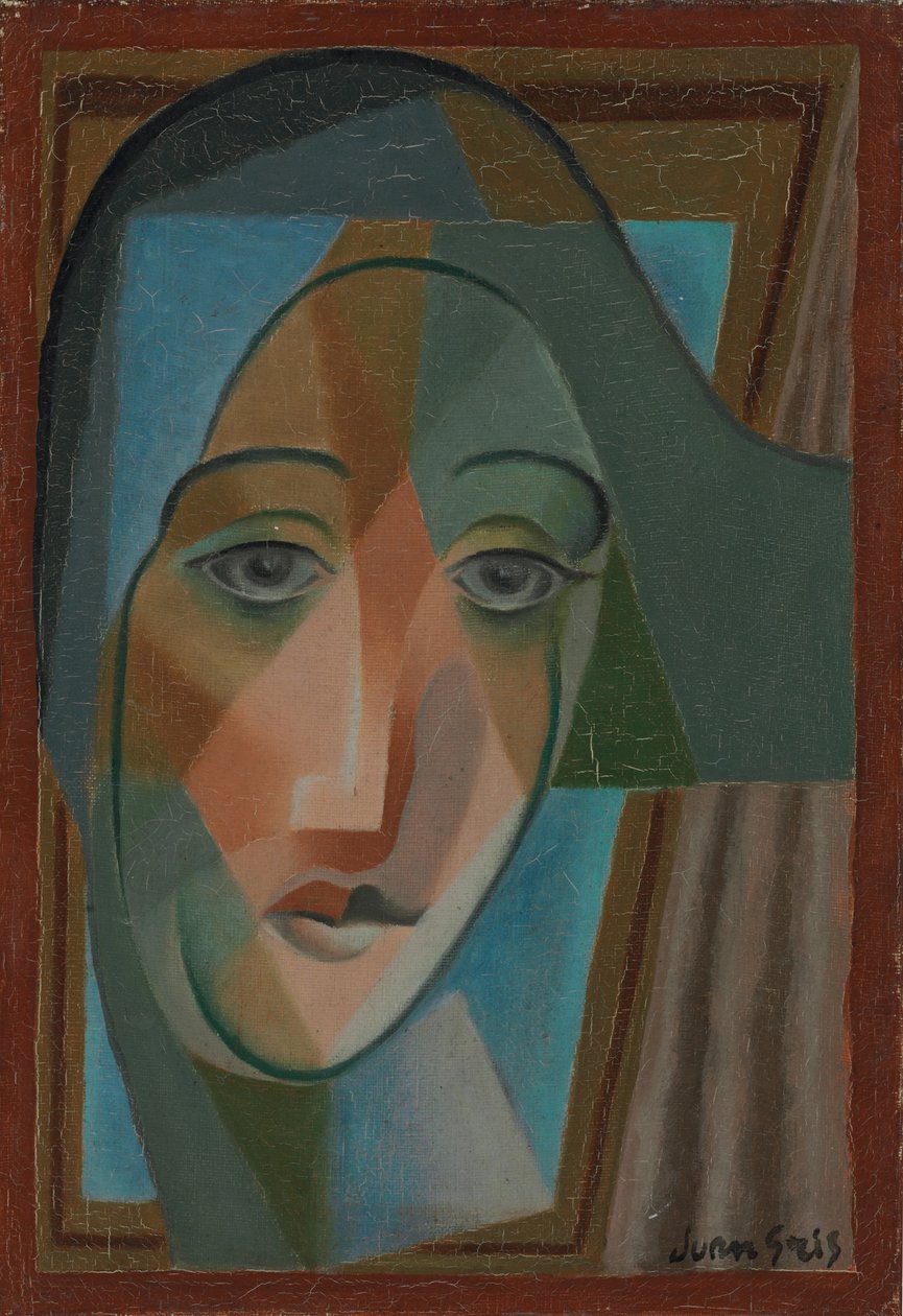 Leder for en Harlekin; Tete d"Arlequin, 1924 av Juan Gris
