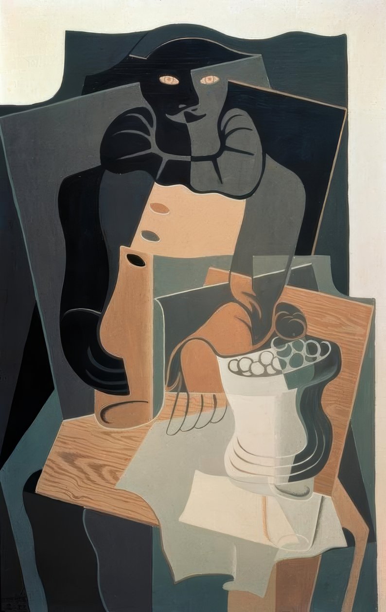 Harlekinen ved bordet av Juan Gris