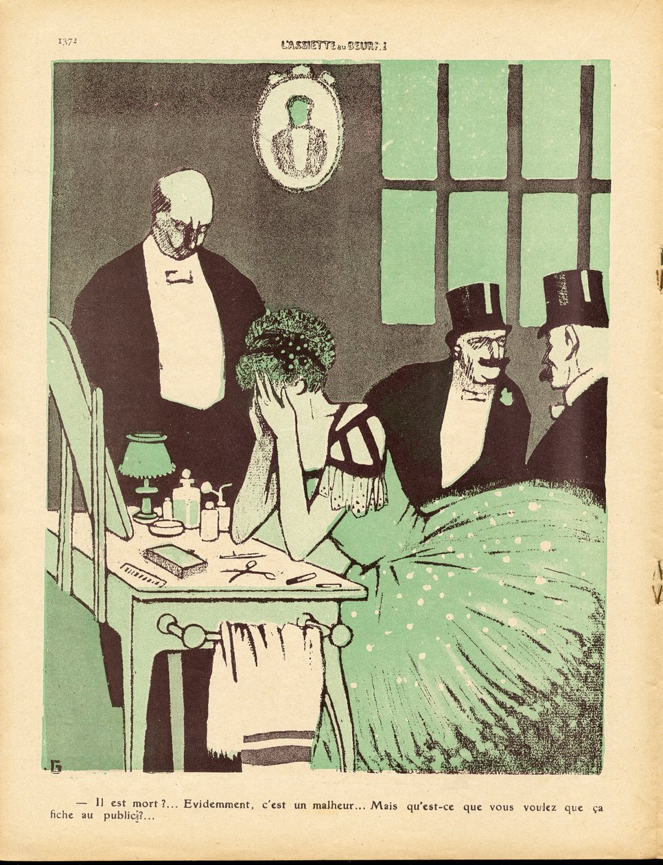 L'Plate au beurre, nummer 450, satirisk i farger av Juan Gris