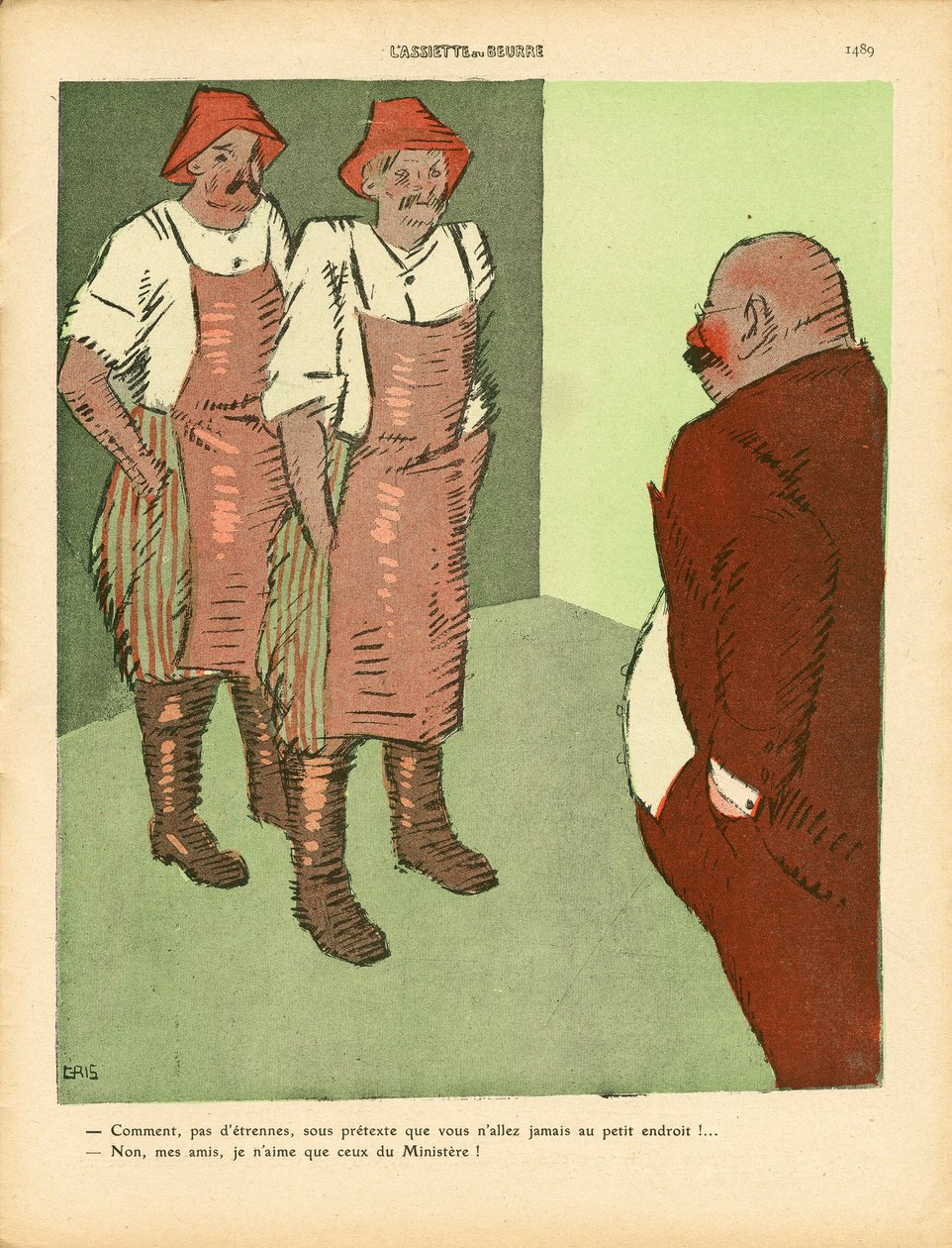 L'Plate au beurre, nummer 457, satirisk i farger av Juan Gris