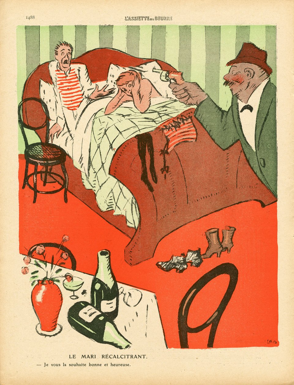 L'Plate au beurre, nummer 457, satirisk i farger av Juan Gris