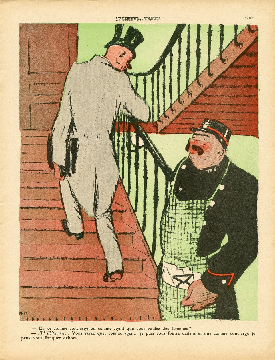 L'Plate au beurre, nummer 457, satirisk i farger av Juan Gris