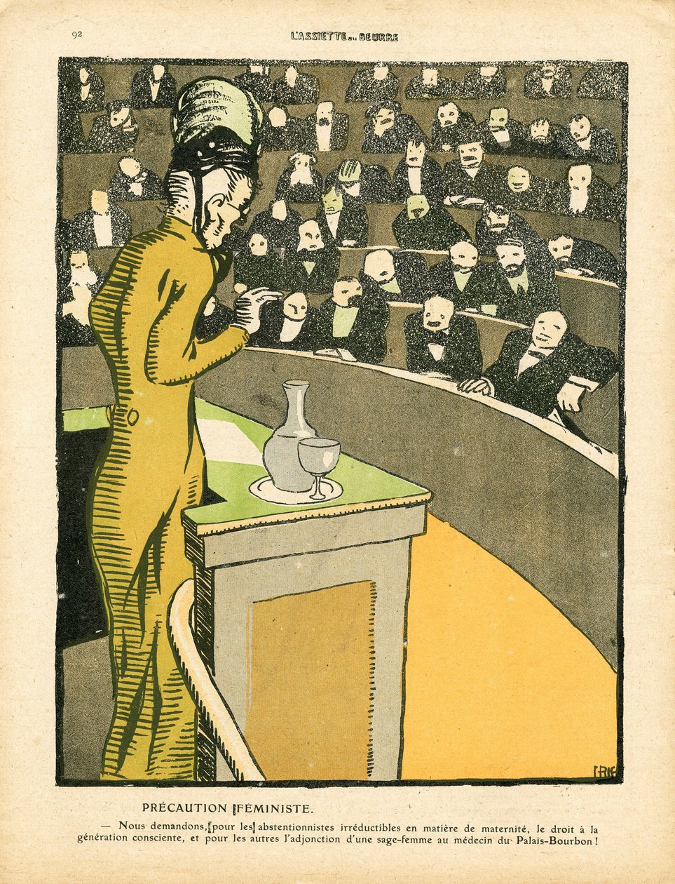 L'Plate au beurre, nummer 474, satirisk i farger av Juan Gris