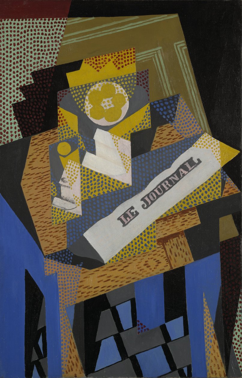 Avis og fruktfat, 1916 av Juan Gris