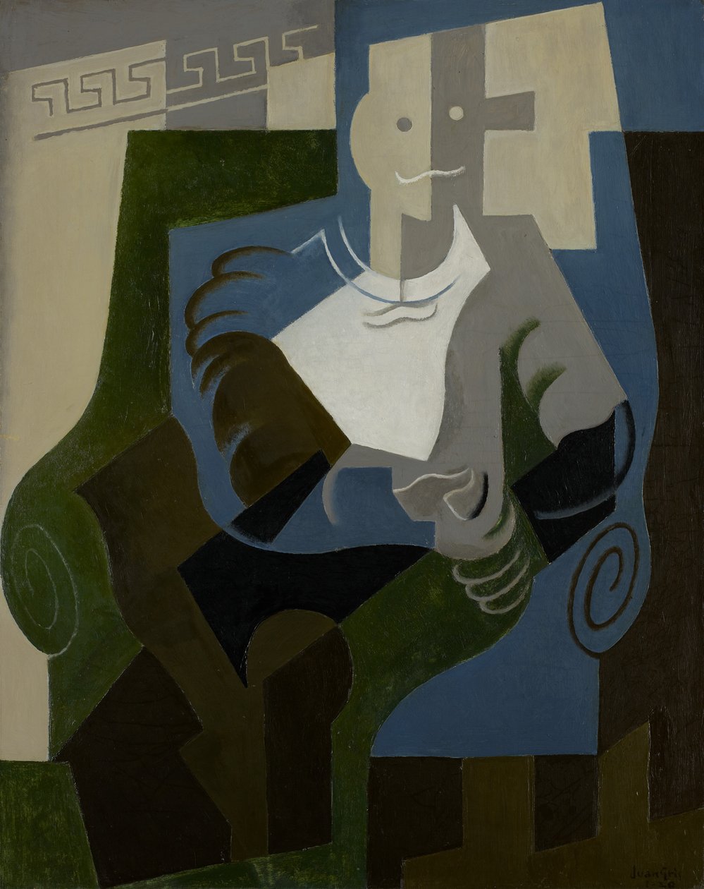 Sittende Harlekin, ca. 1920 av Juan Gris