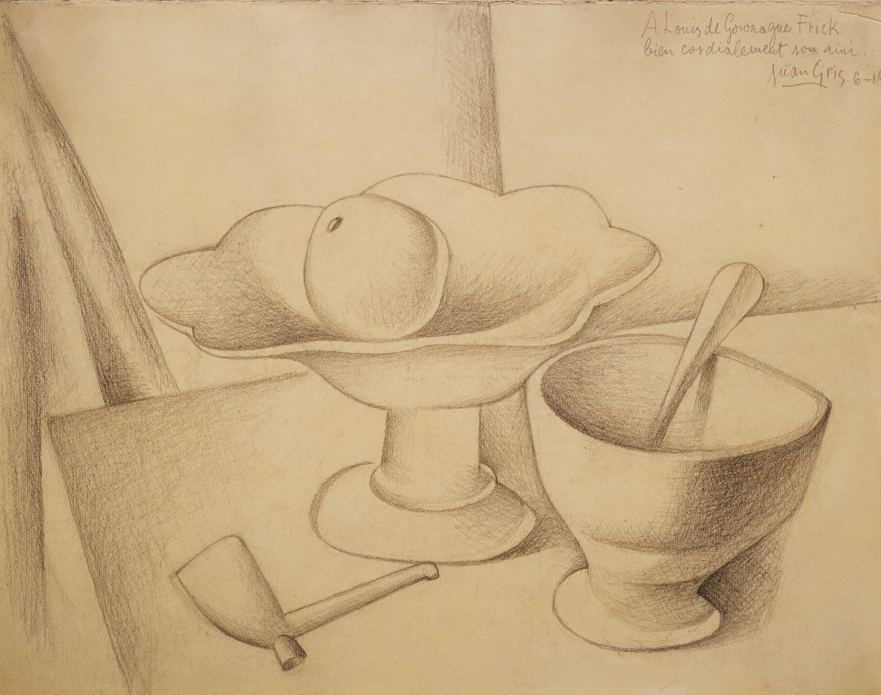 Stilleben med fruktfat; Nature Morte au Compotier, 1919 av Juan Gris