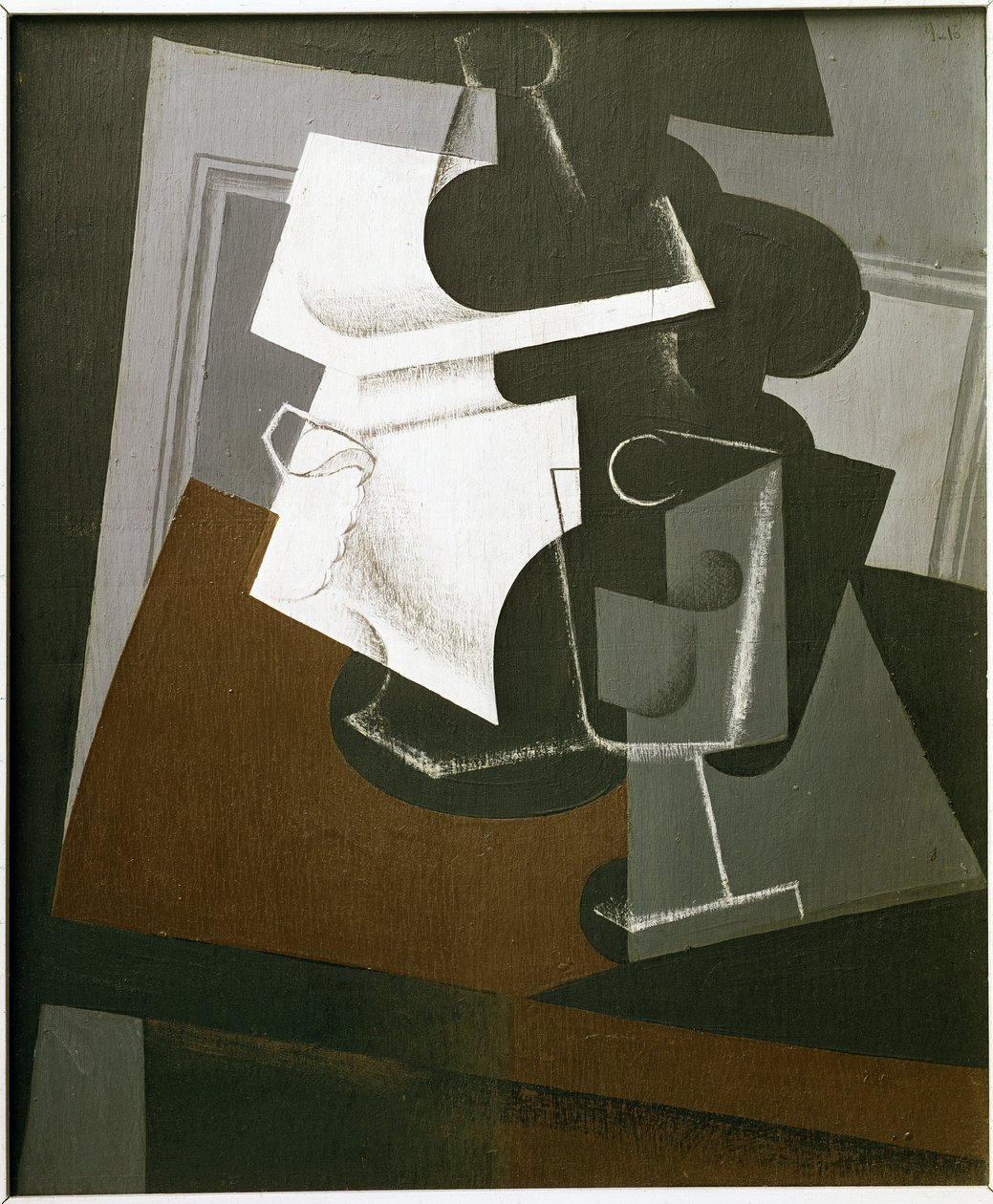 Stilleben på et bord - Olje på tre av Juan Gris