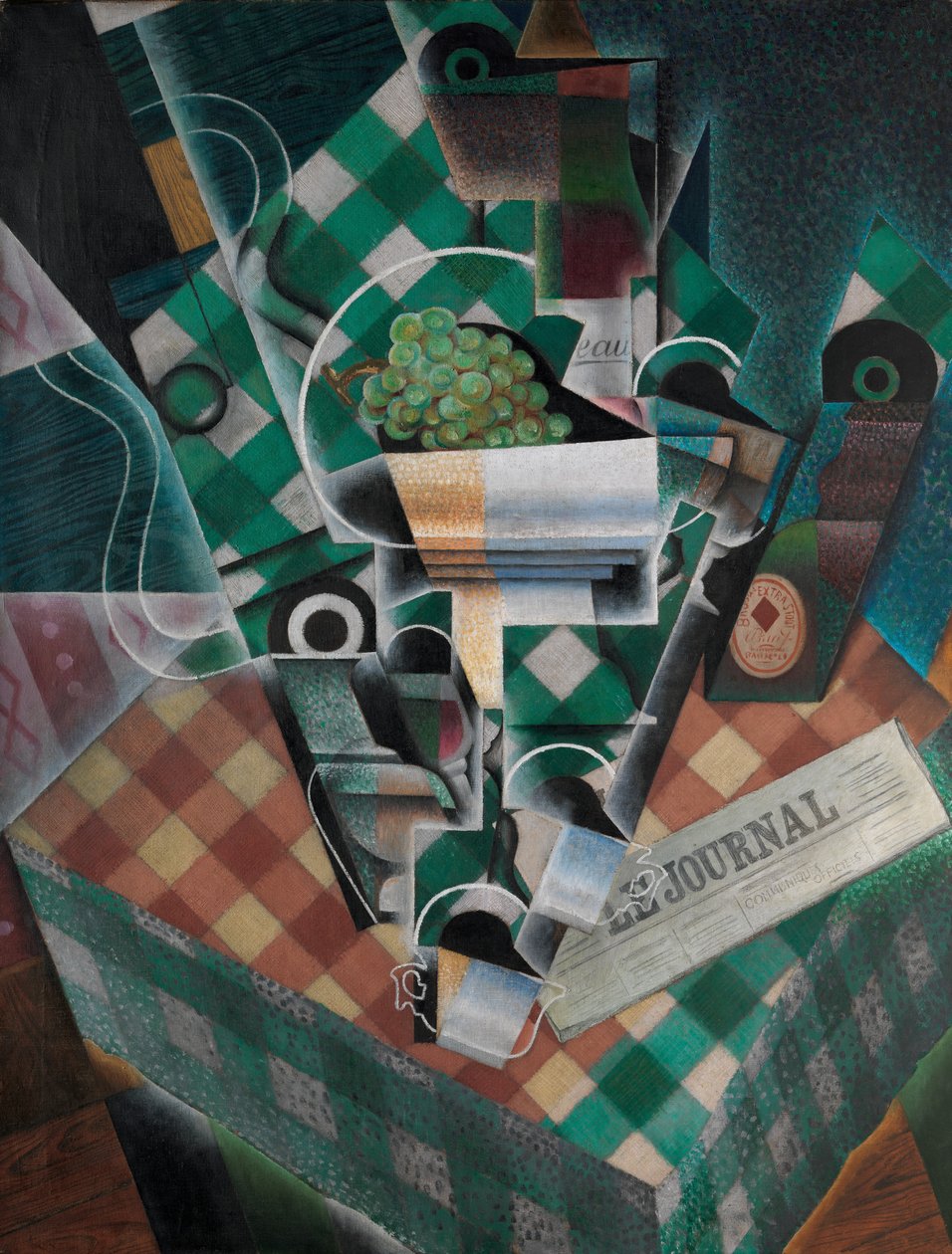Stilleben med rutete duk, 1915 av Juan Gris
