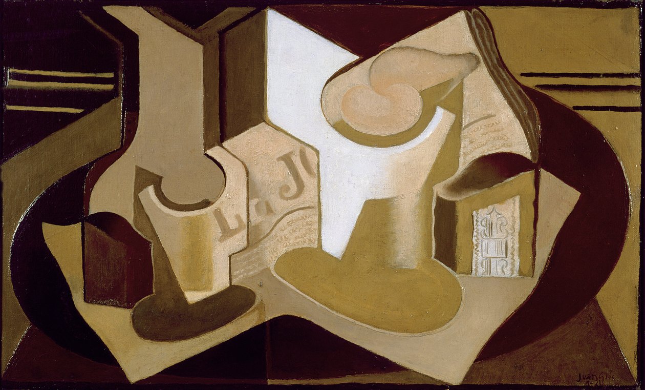 Stilleben med avis, 1921 av Juan Gris