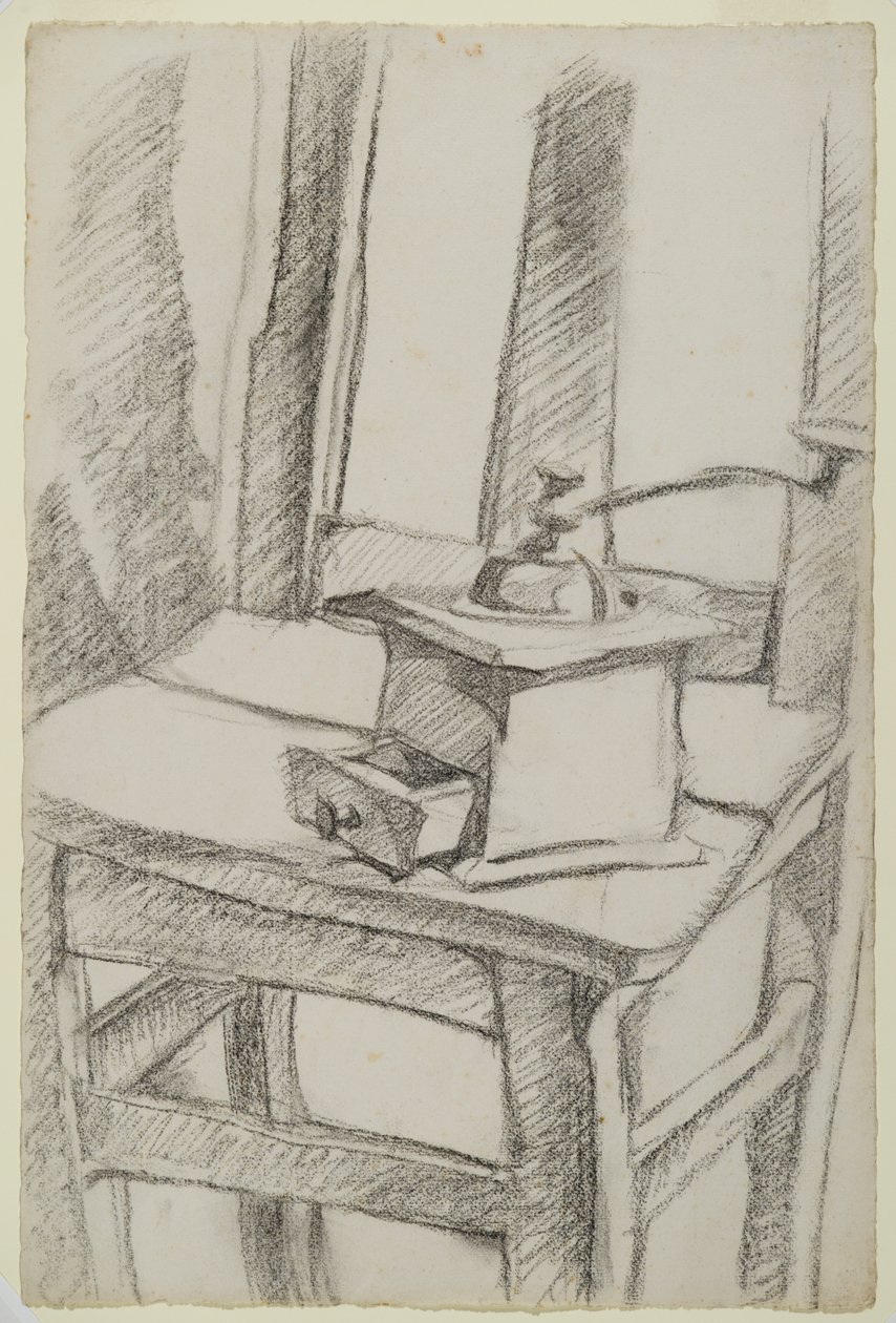 Kaffekvernen (Le Moulin à Café), 1911 (kull på lagt papir) av Juan Gris