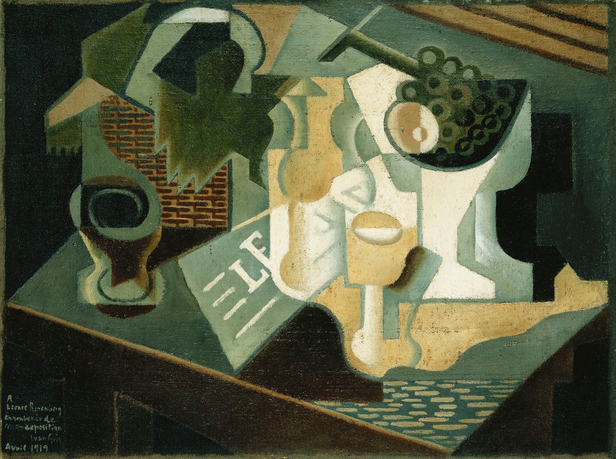 Bordet foran bygningen; La Table Devant le Battiment, 1919 av Juan Gris