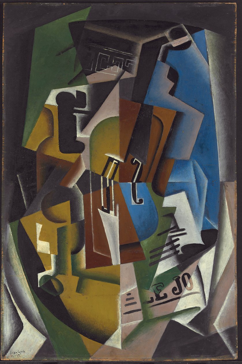 fiolin og avis; Violon et journal, 1917 av Juan Gris