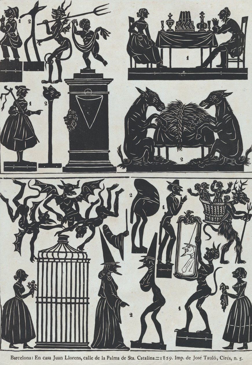 Ark 11 med figurer for kinesiske skyggedukker, 1859. av Juan Llorens