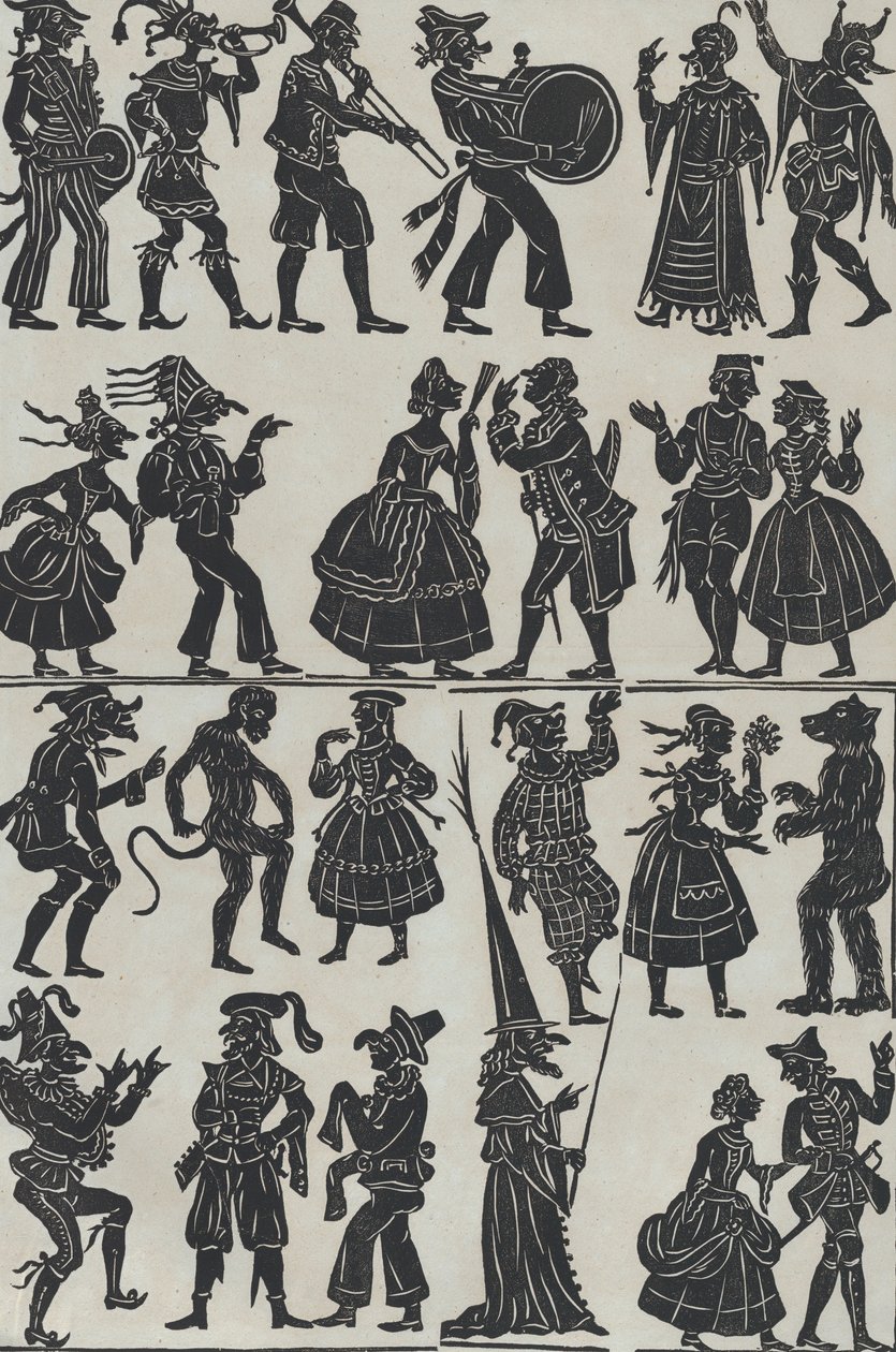 Ark 7 med figurer for kinesiske skyggedukker, 1859. av Juan Llorens