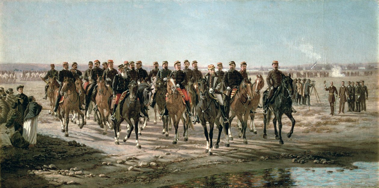 The Visit to the River Negro av general Julio Argentino Roca (1843-1914) og hans hær (olje på lerret) av Juan Manuel Blanes