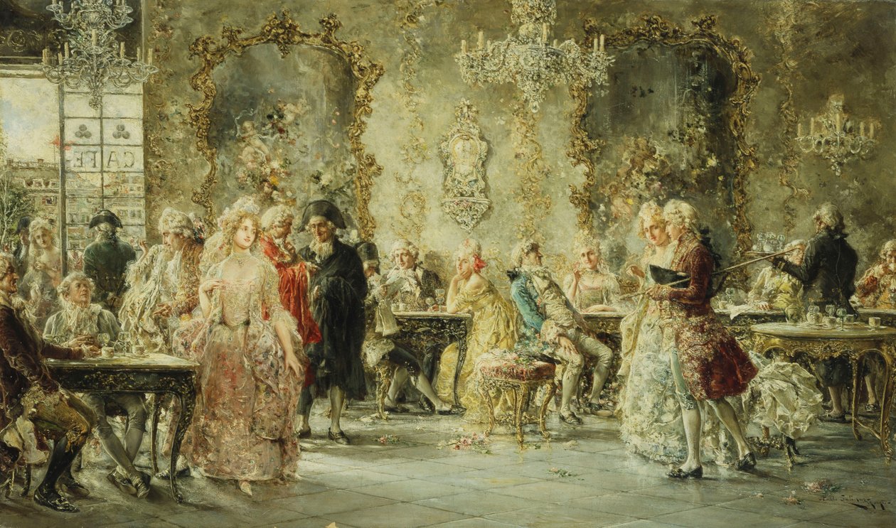 Elegante figurer i en parisisk kafé av Juan Pablo Salinas Tervel
