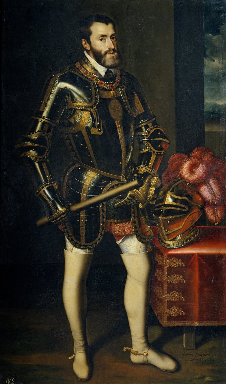 Portrett av Karl V av Spania 1500-1558, 1605 av Juan Pantoja de la Cruz