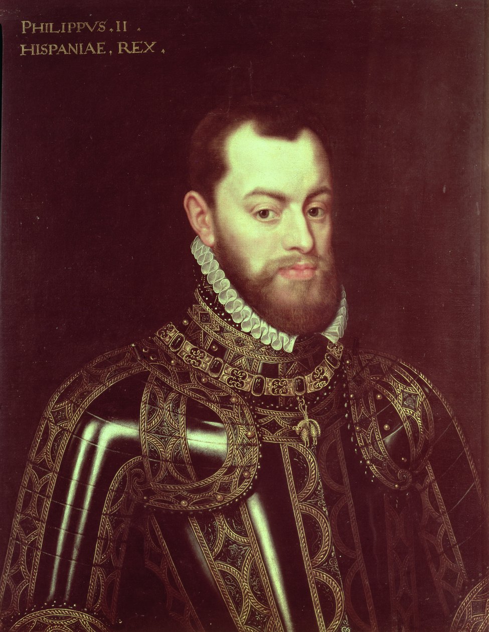 Portrett av kong Filip II av Spania (1527-98) (olje på lerret) av Juan Pantoja de la Cruz