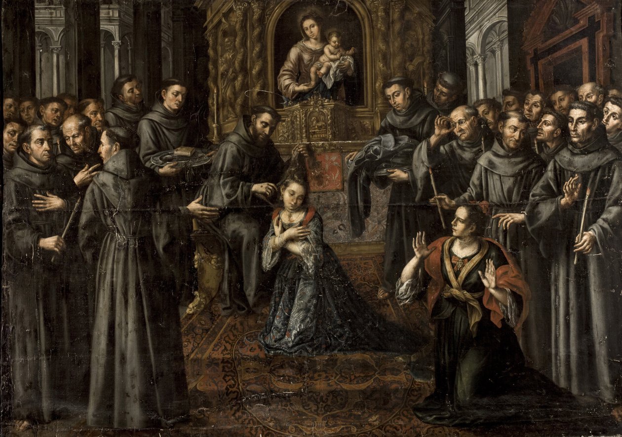 Saint Clare of Assisi (1194-1253) - Barokk: The profession of Saint Clare av Ruiz Soriano, Juan (1701-1763) av Juan Ruiz Soriano