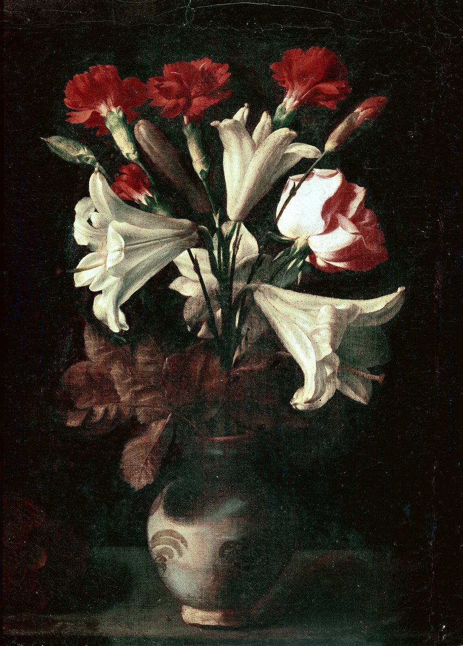 Florero (liljer og nelliker i en vase) av Juan de (attr. to) Zurbaran