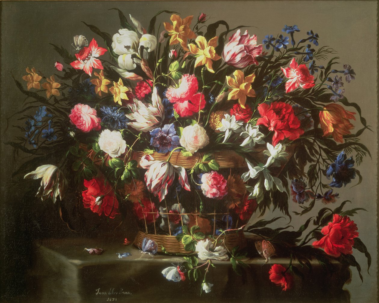 Basket with Flowers av Juan de Arellano