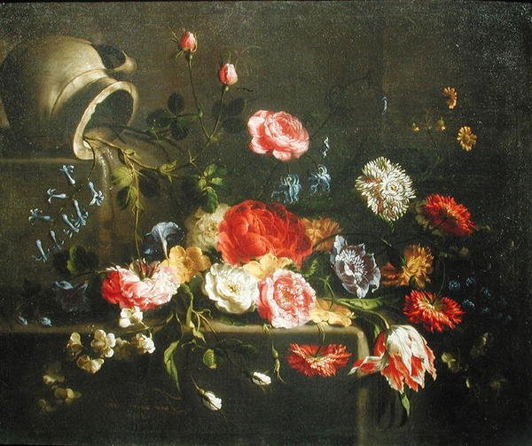 Blomster falt fra en mugge, 1665 av Juan de Arellano