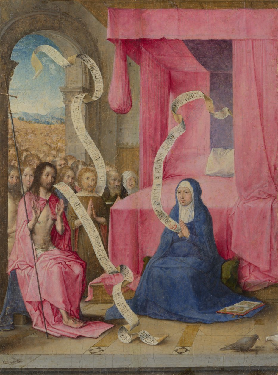 Kristus viser seg for jomfruen med de forløste fra Det gamle testamente, ca. 1500 av Juan de Flandes