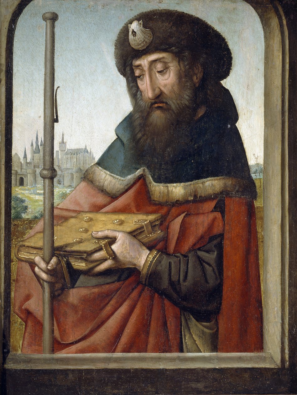 Jacques de Zebedee eller Jacques le Majeur eller helgen Jacques - Sankt Jakob den eldre som pilegrim - Maleri av Juan de Flandes (Jean de Flandres) (ca. 1465-1519) - ca 1507 - Olje på tre - 49x37 cm- Museo del Prado, Madrid av Juan de Flandes