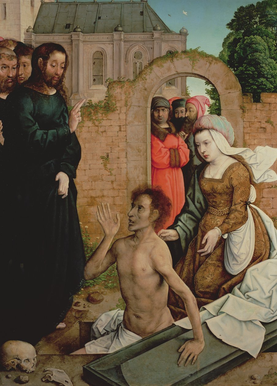 The Resurrection of Lasarus (olje på panel) av Juan de Flandes