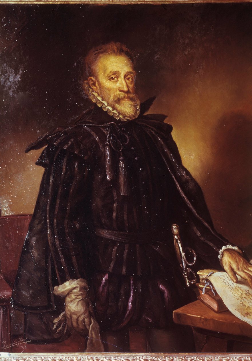 Portrett av Miguel de Cervantes (1547-1616) Spansk forfatter Miguel Cervantes de Saavedra. Maleri tilskrevet Juan de Jauregui (1583-1641) av Juan de Jauregui y Aguilar