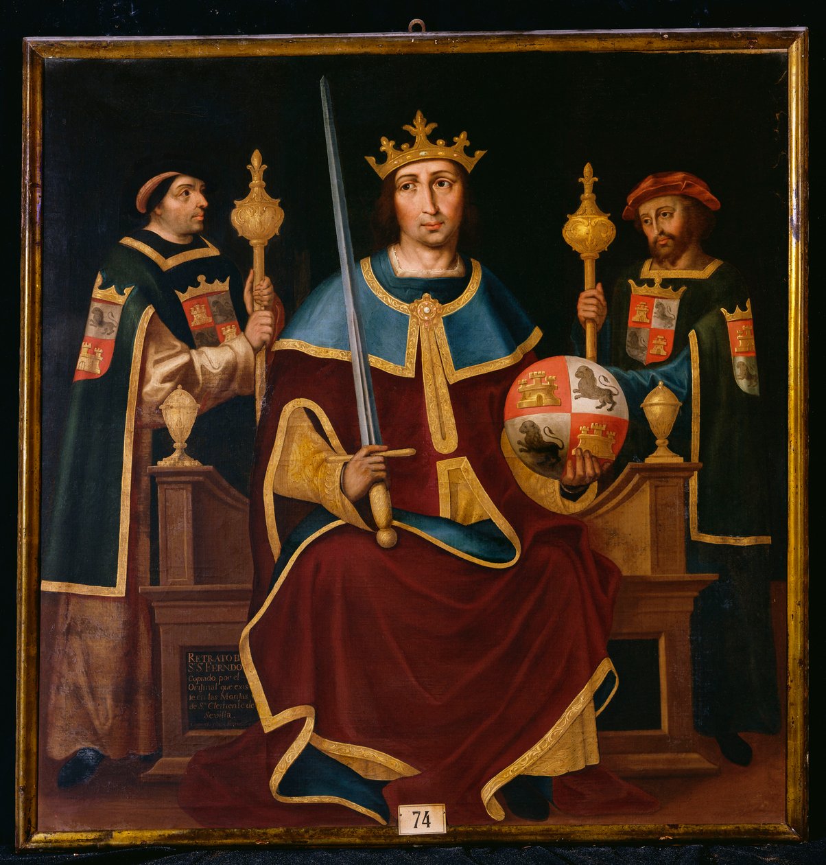 Saint Ferdinand tronet med to hoffmenn av Juan de Juanes