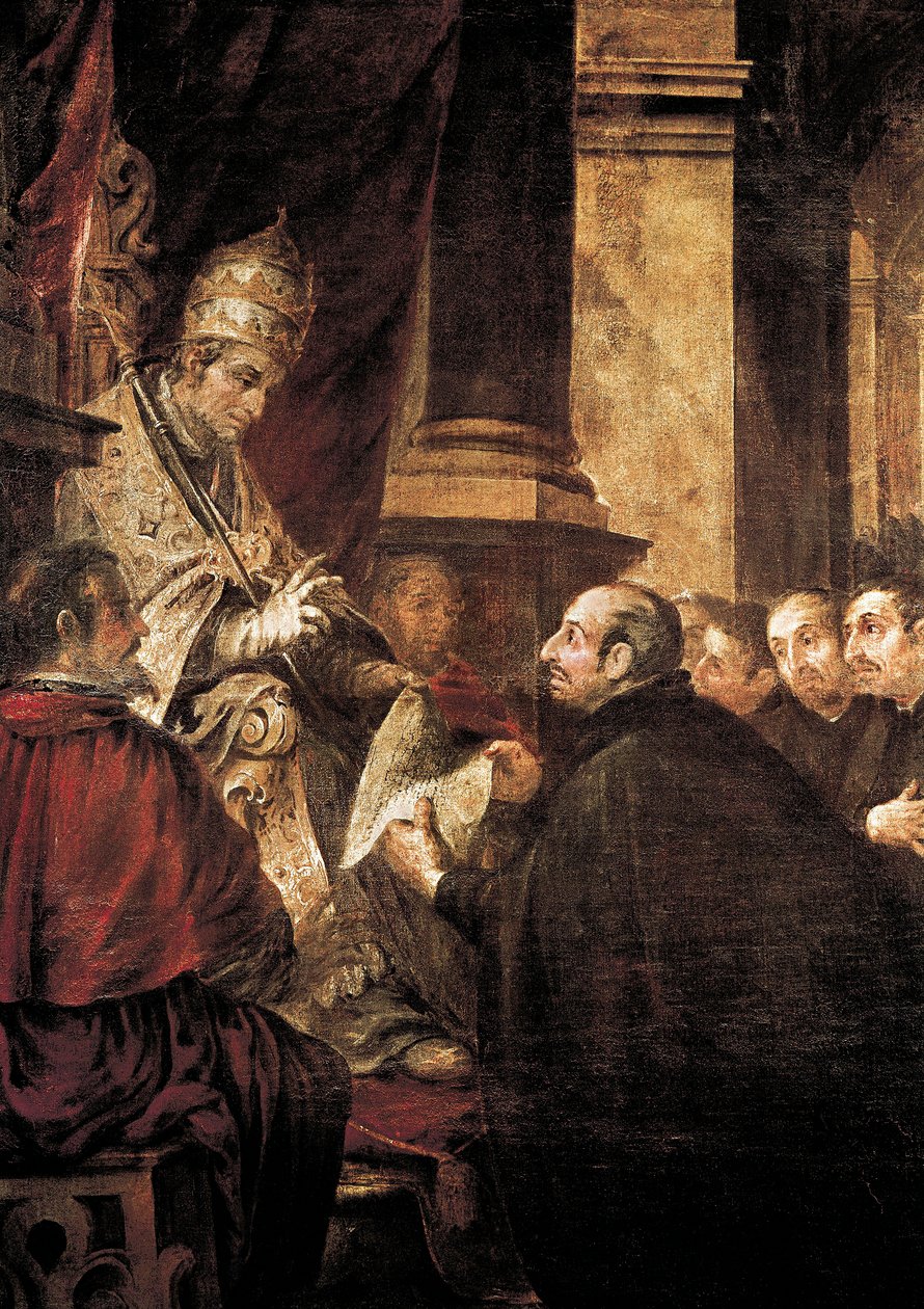 Den hellige Ignatius av Loyola mottar oksen av jesuittordenen fra pave Paul III, maleri av Juan de Valdes Leal av Juan de Valdes Leal