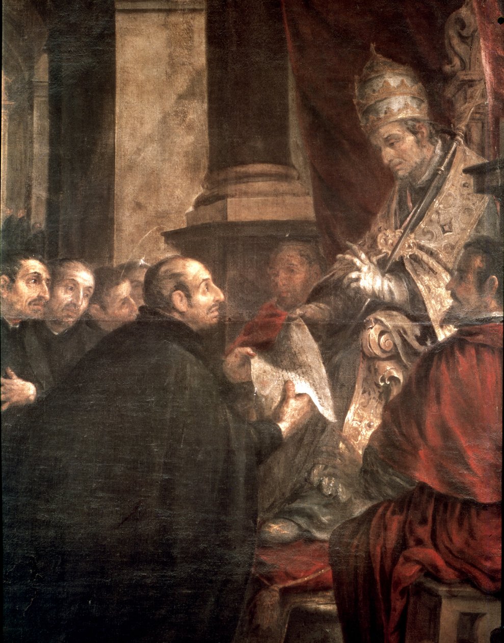 St. Ignatius mottar den pavelige oksen av stiftelsen av Jesu selskap (jesuitter) fra pave Paul III av Juan de Valdes Leal