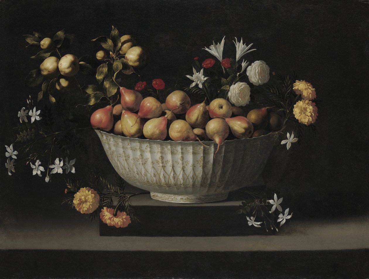 Blomster og frukt i en kinaskål, ca. 1645. av Juan de Zurbaran
