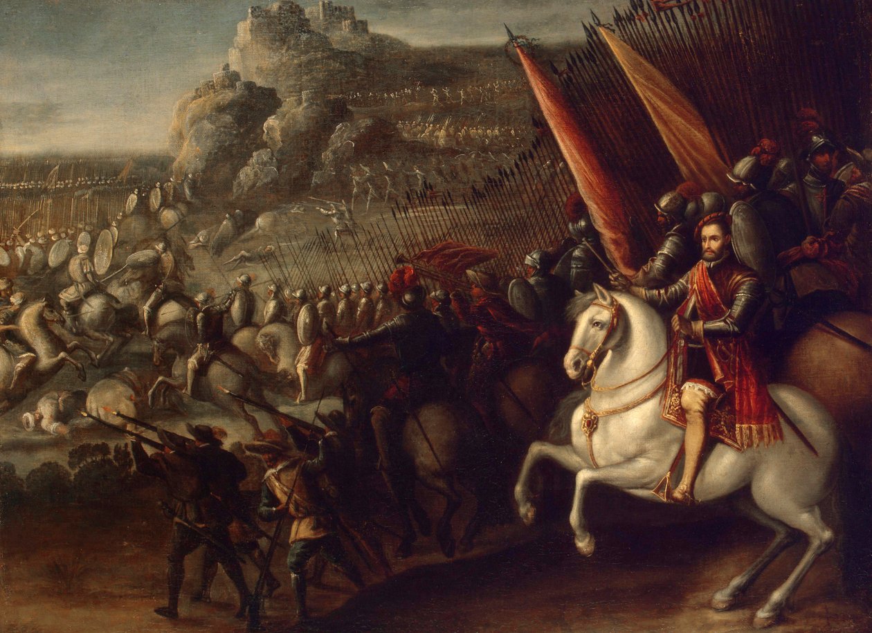 ""kampscene"" Maleri av Juan de la Corte (1597-1660) 1643 Dim 66,5x88 cm State Hermitage, Saint Petersburg av Juan de la Corte