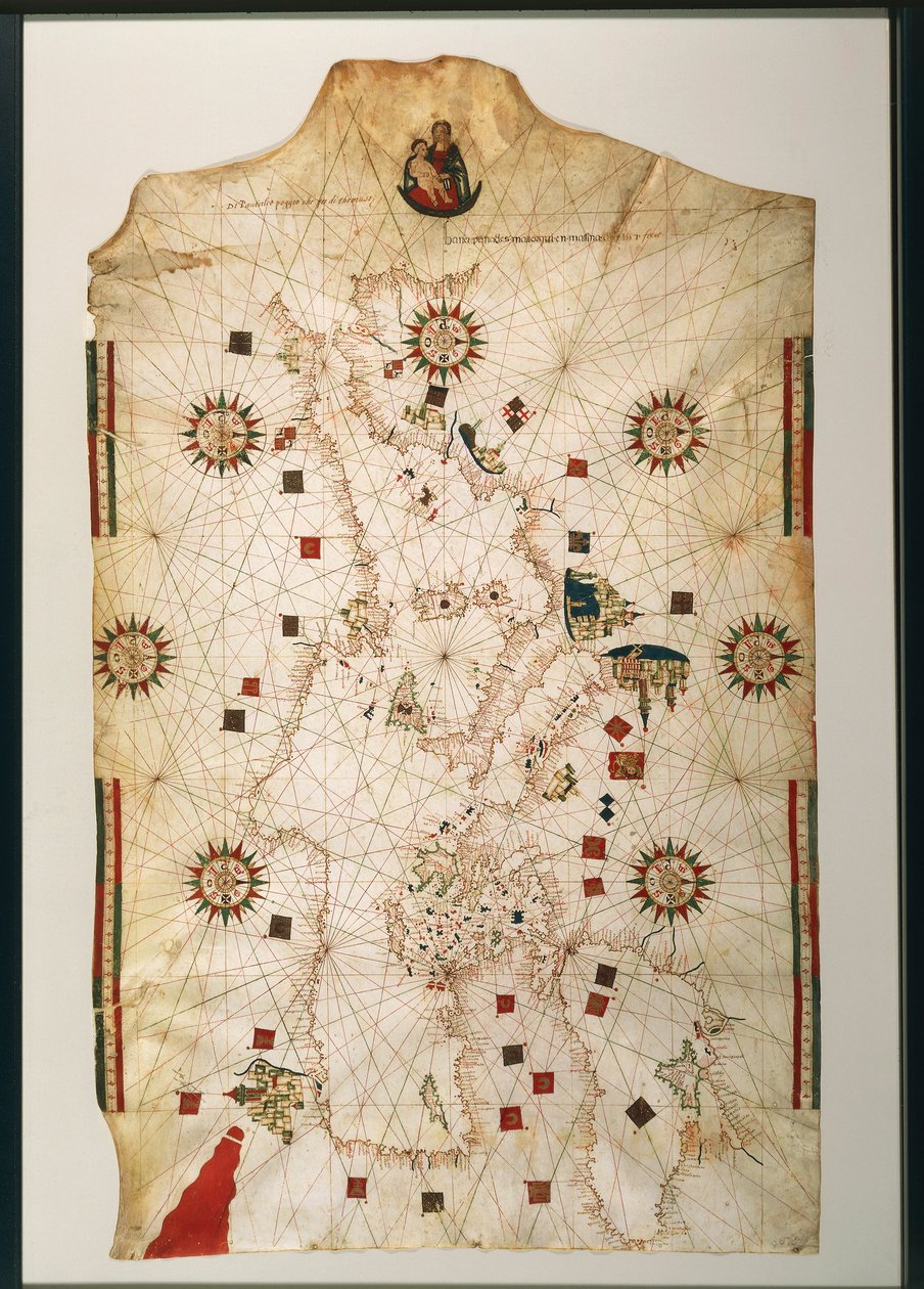 1800-talls kopi av den nautiske planisfæren av John of the Thing av Juan de la Cosa