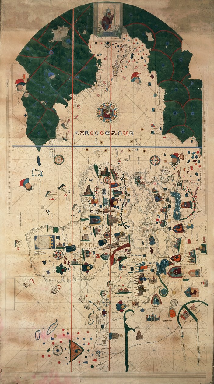 Portolan-nautiske planisfærekart av Juan de la Cosa, cirka 1500 av Juan de la Cosa
