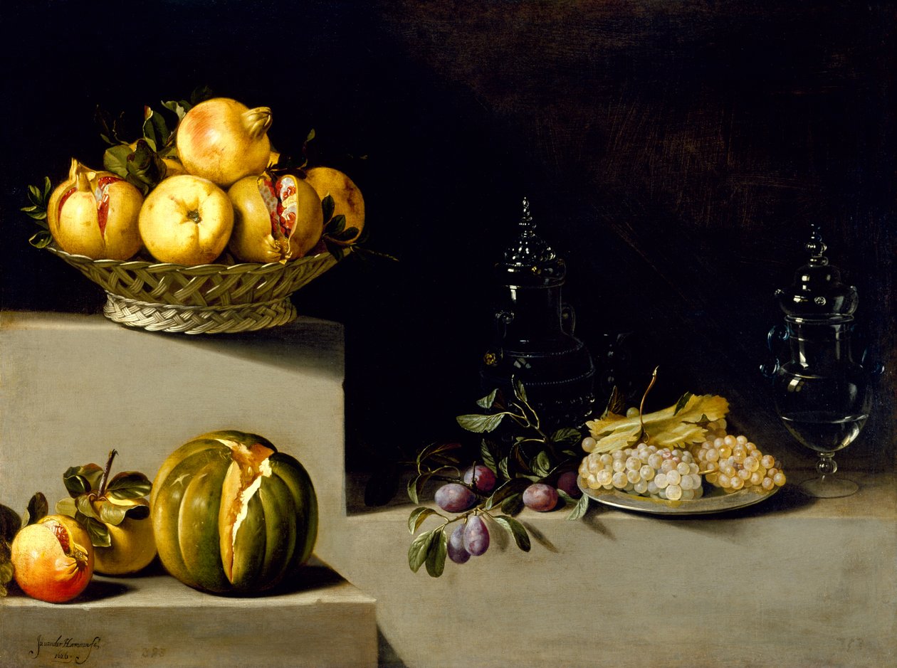 Stilleben med frukt og glass, 1626 av Juan van der Hamen