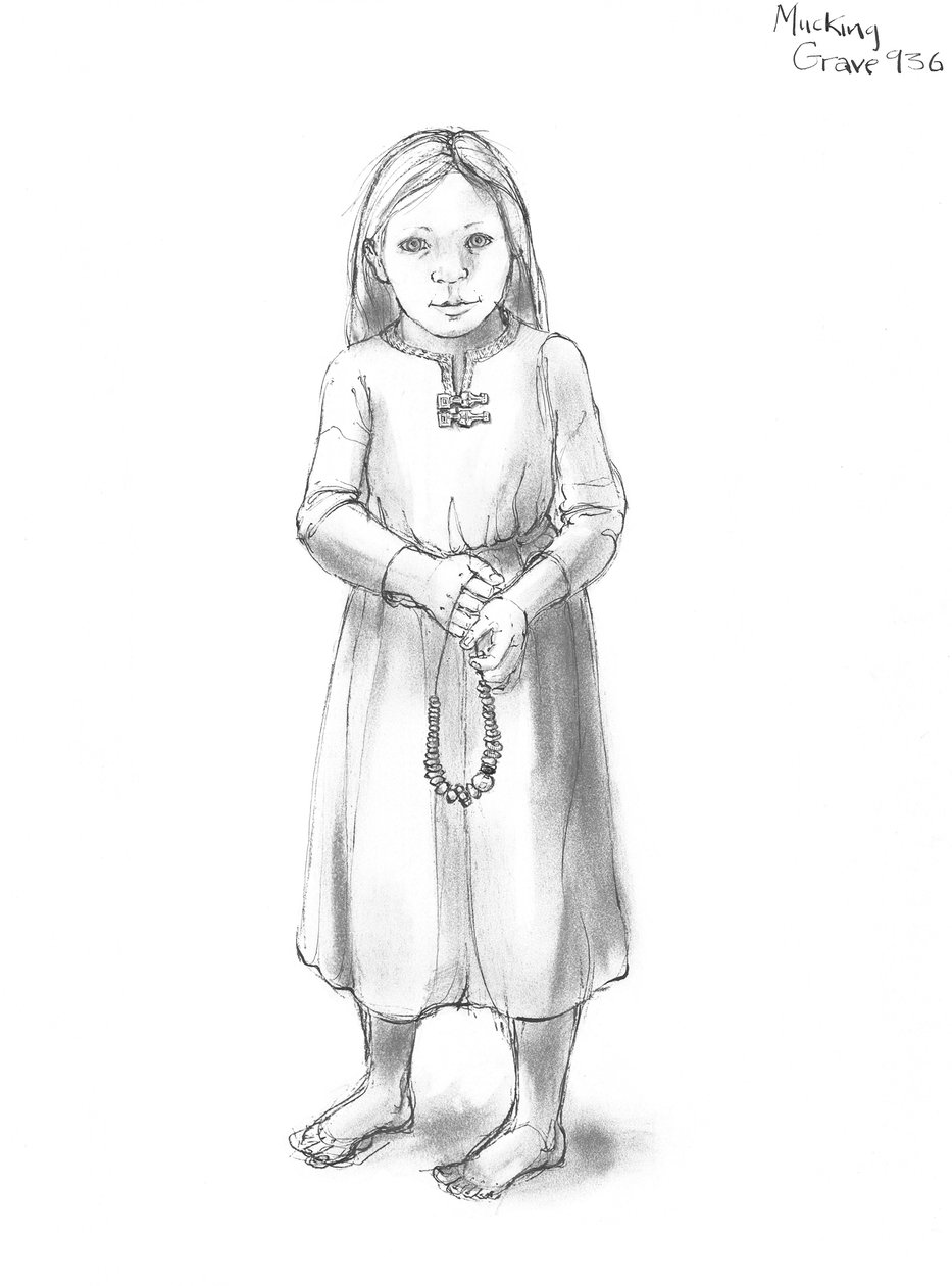 angelsaksisk jente, c5.-10. århundre, c1990-2010 av Judith Dobie