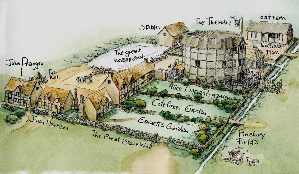 Burbage's Theatre, New Inn Yard, Shoreditch, Hackney, London, c1576 2016. av Judith Dobie
