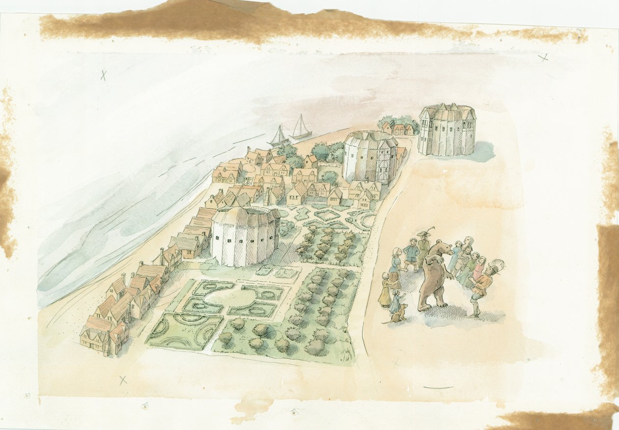 Hope Theatre, Rose Theatre og Globe Theatre, Southwark, London, c1647 2016. av Judith Dobie