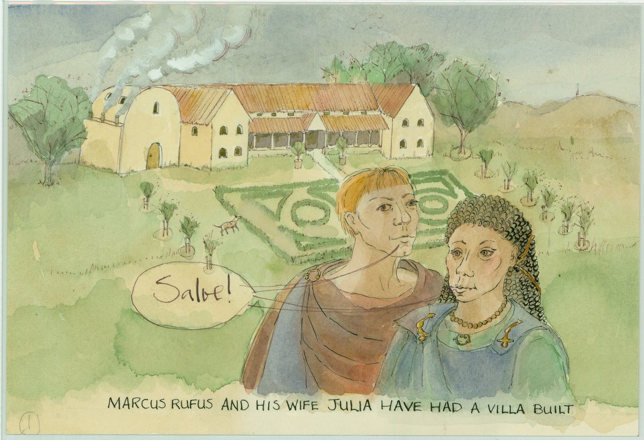 Marcus og Julia, med sin nybygde villa, 2003. av Judith Dobie