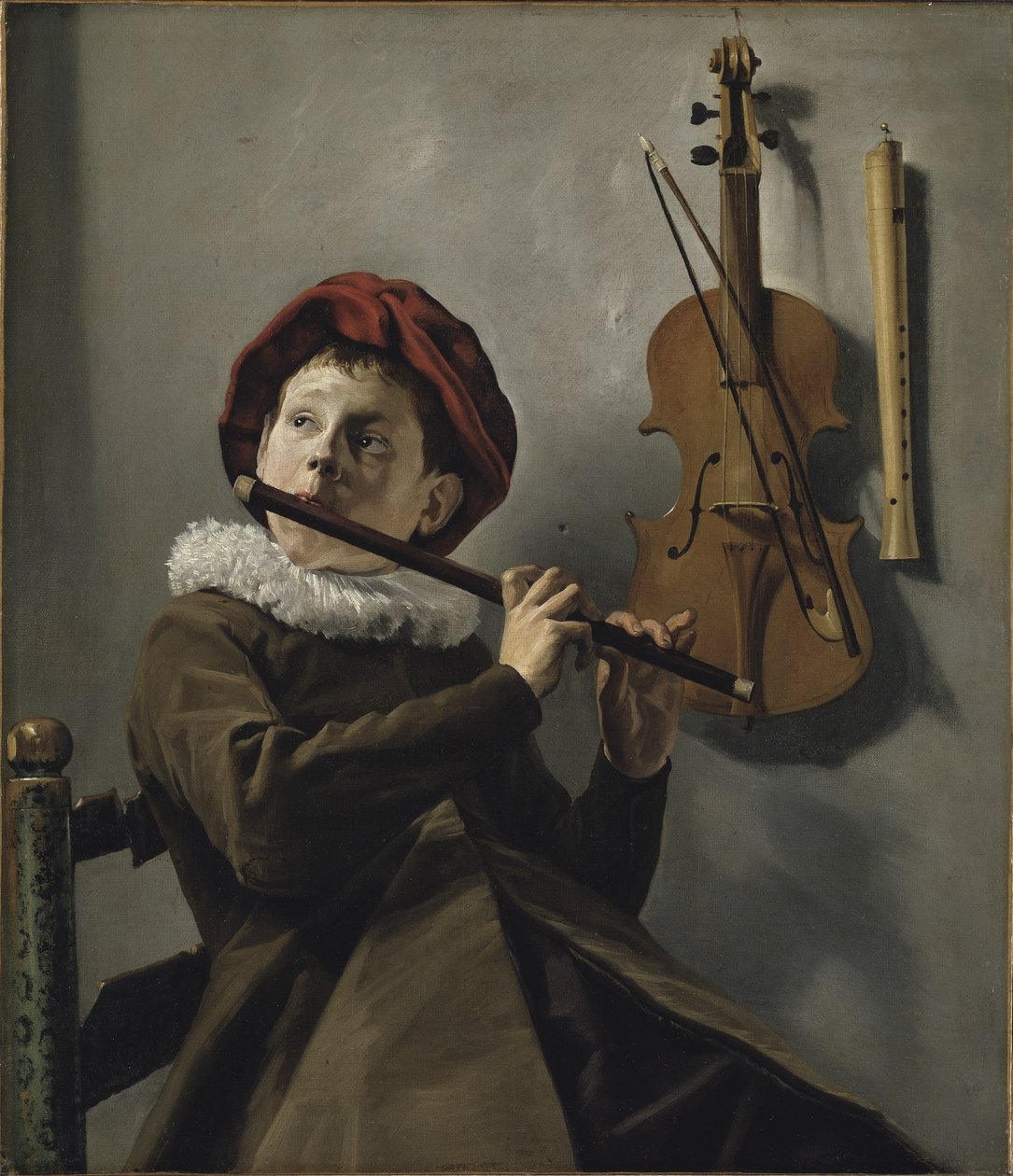 Boy Playing the Flute, ca. 1630 (olje på lerret) av Judith Leyster