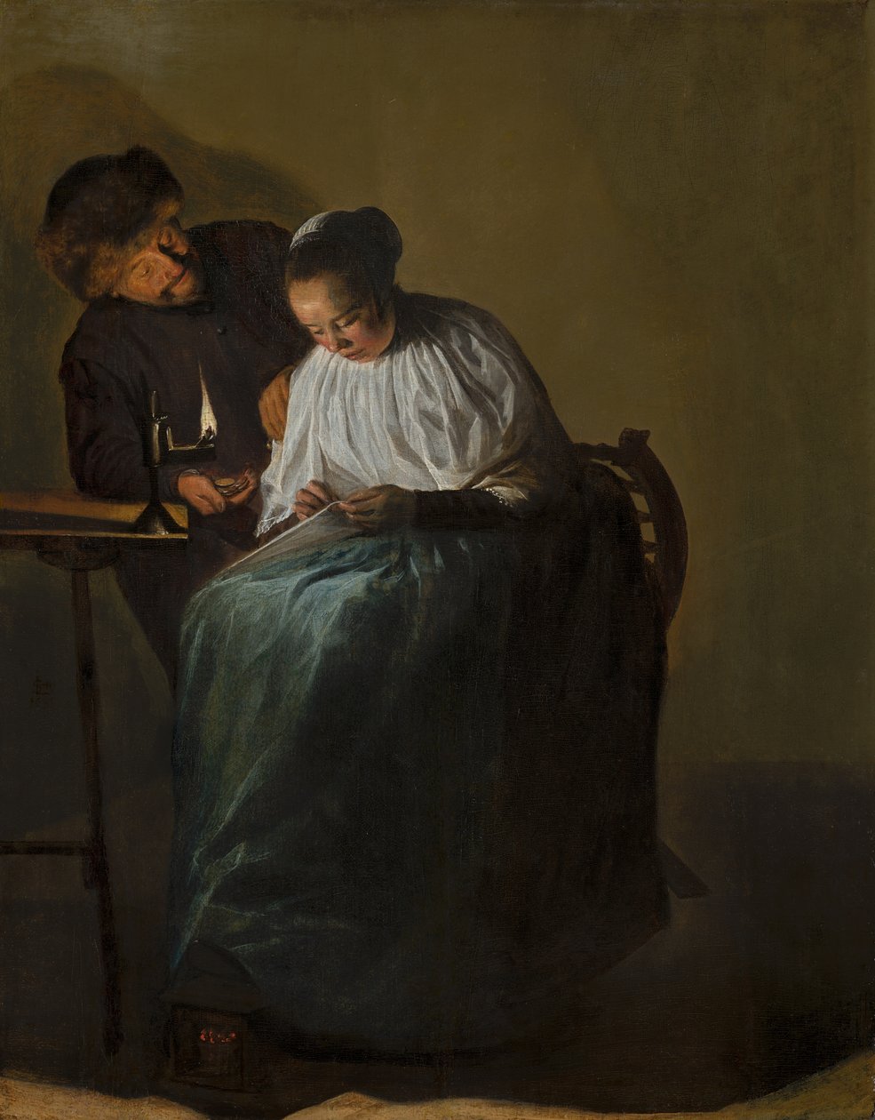 Mann som tilbyr penger til en ung kvinne, 1631 av Judith Leyster