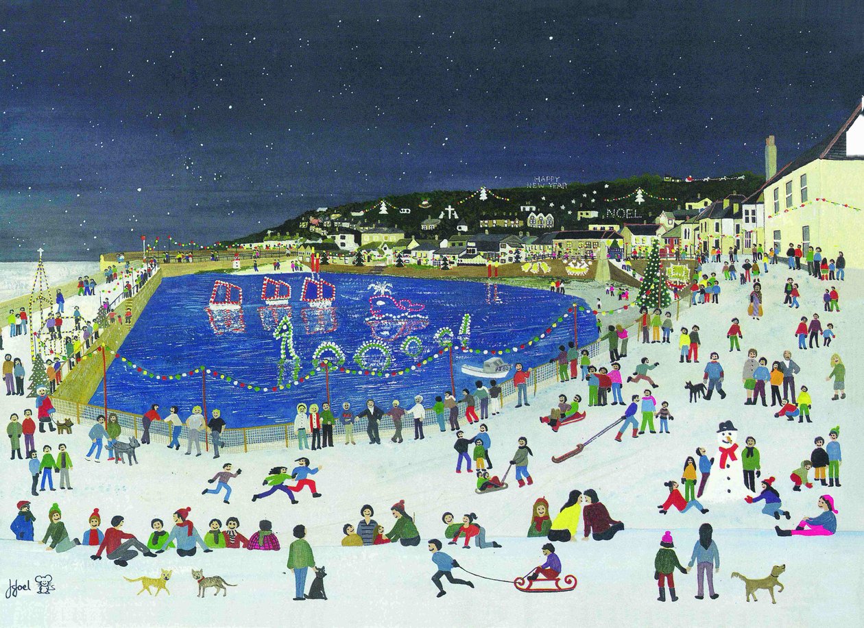 Mousehole Harbor Lights, 2009 (Gouache på papir) av Judy Joel