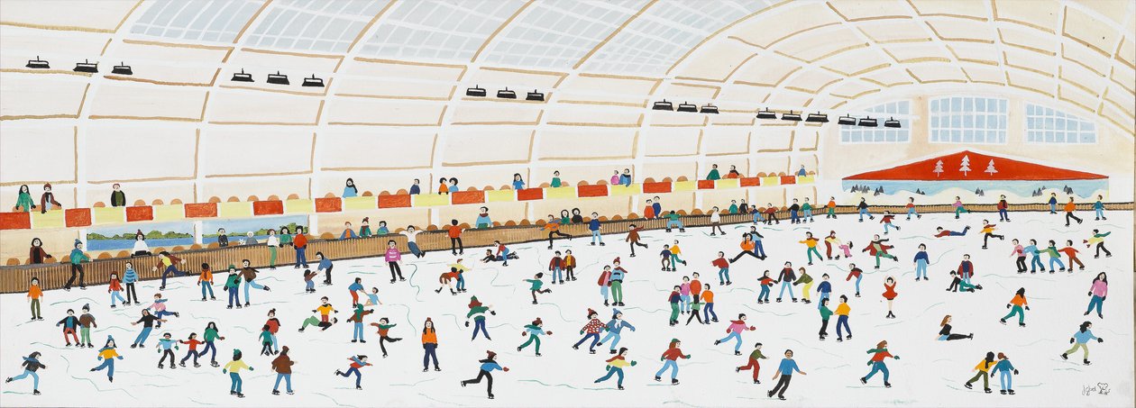 Skating på Richmond, 2009 (Gouache på papir) av Judy Joel